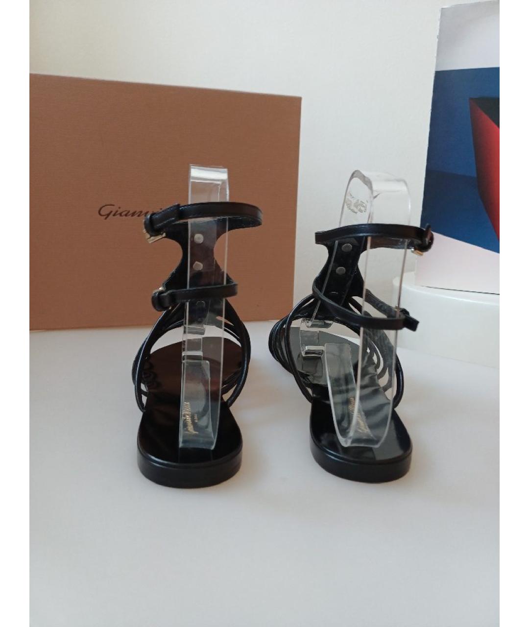 GIANVITO ROSSI Черные кожаные босоножки, фото 7