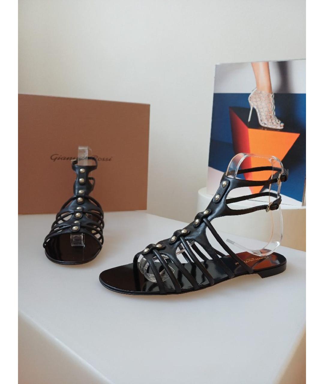 GIANVITO ROSSI Черные кожаные босоножки, фото 5