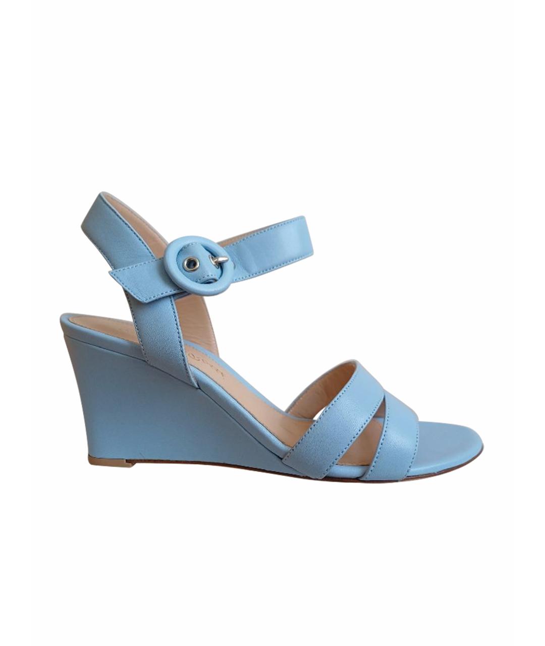 GIANVITO ROSSI Голубые кожаные босоножки, фото 1