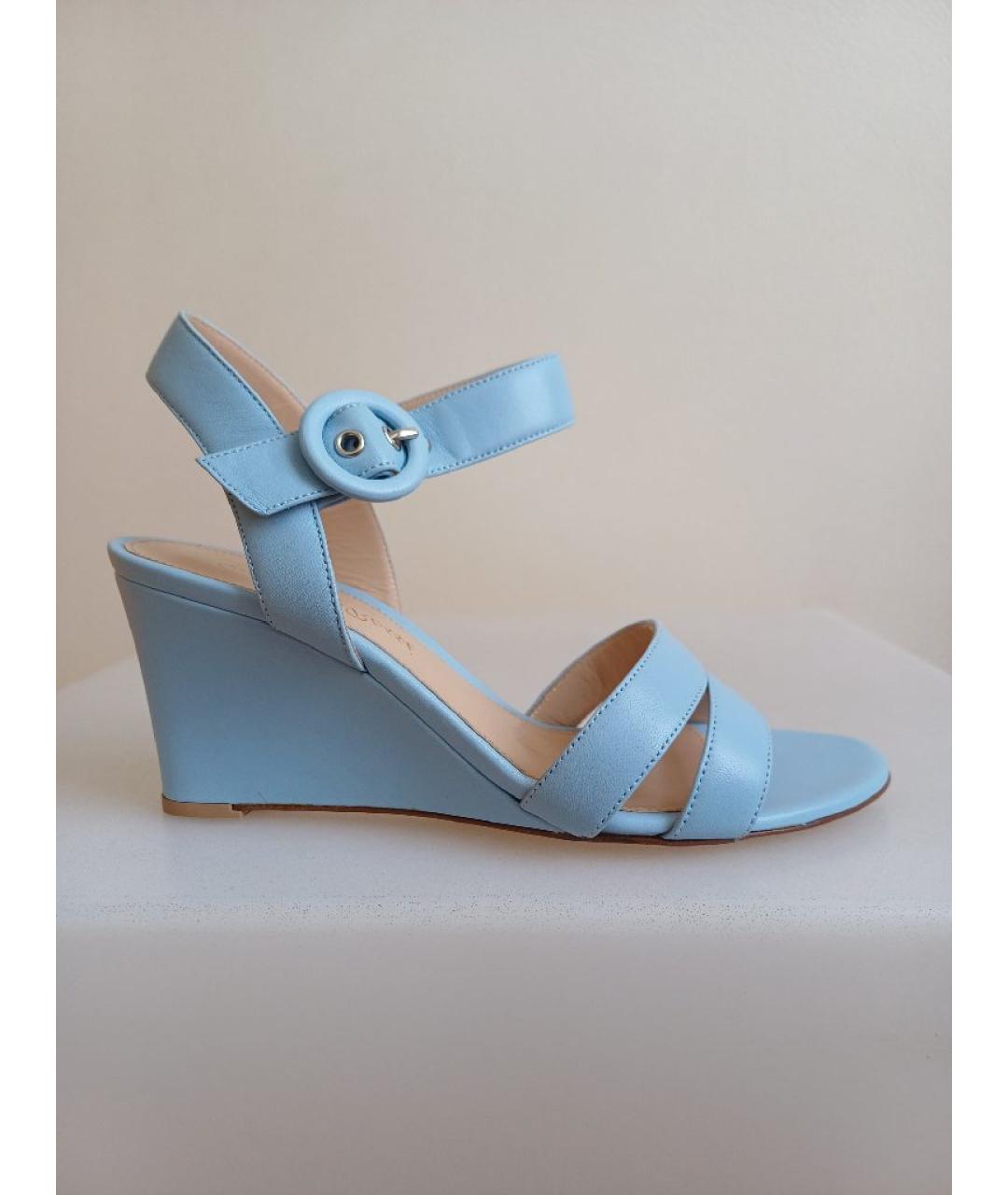 GIANVITO ROSSI Голубые кожаные босоножки, фото 9