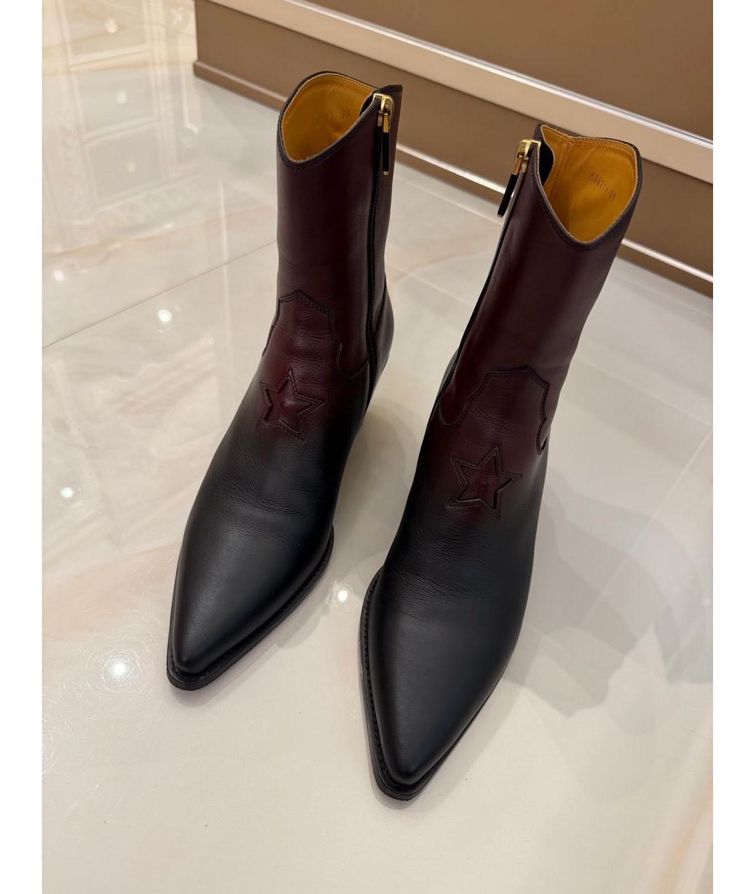 CHRISTIAN DIOR Черные кожаные ботильоны, фото 5