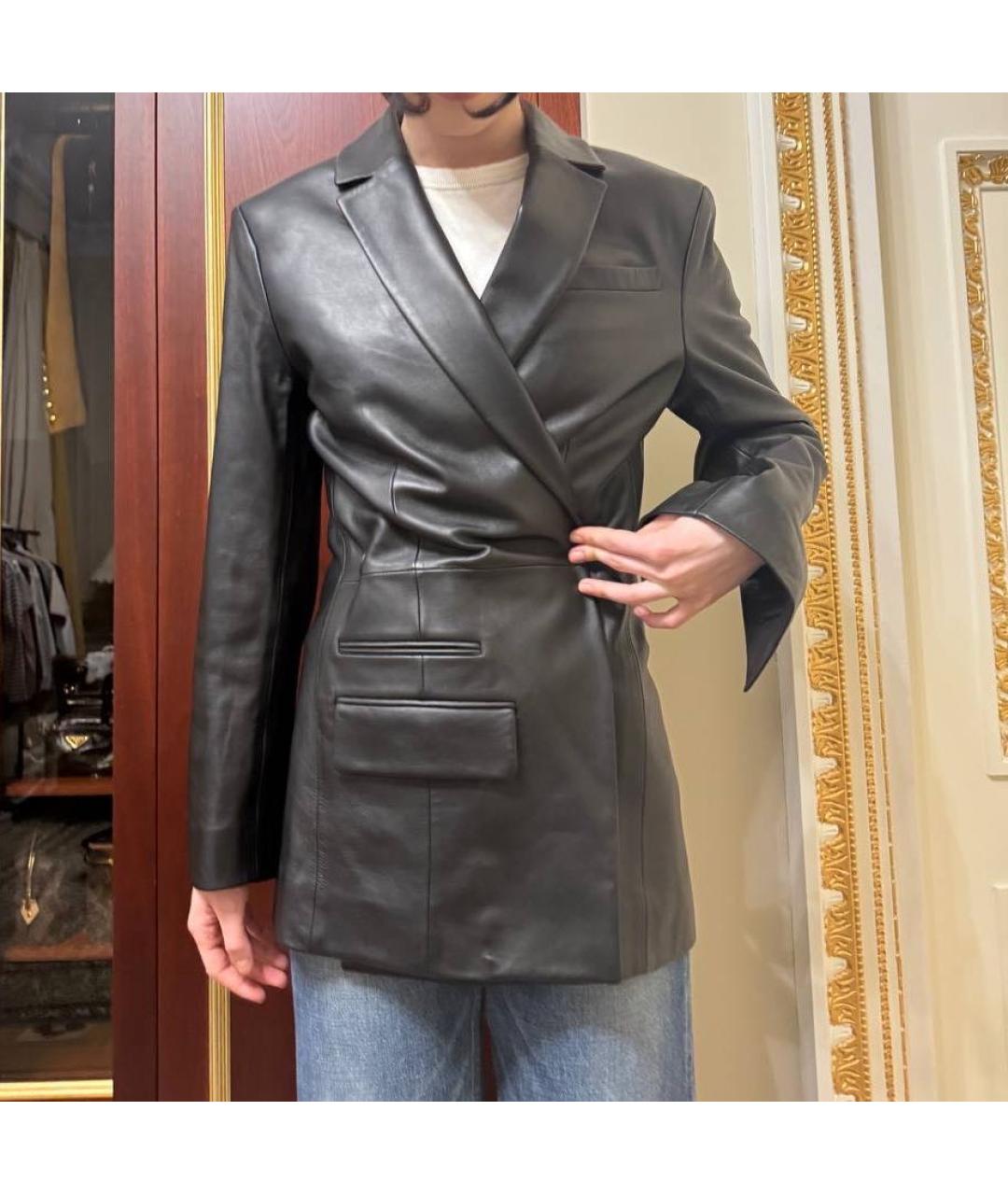 JACQUEMUS Черный кожаный жакет/пиджак, фото 3