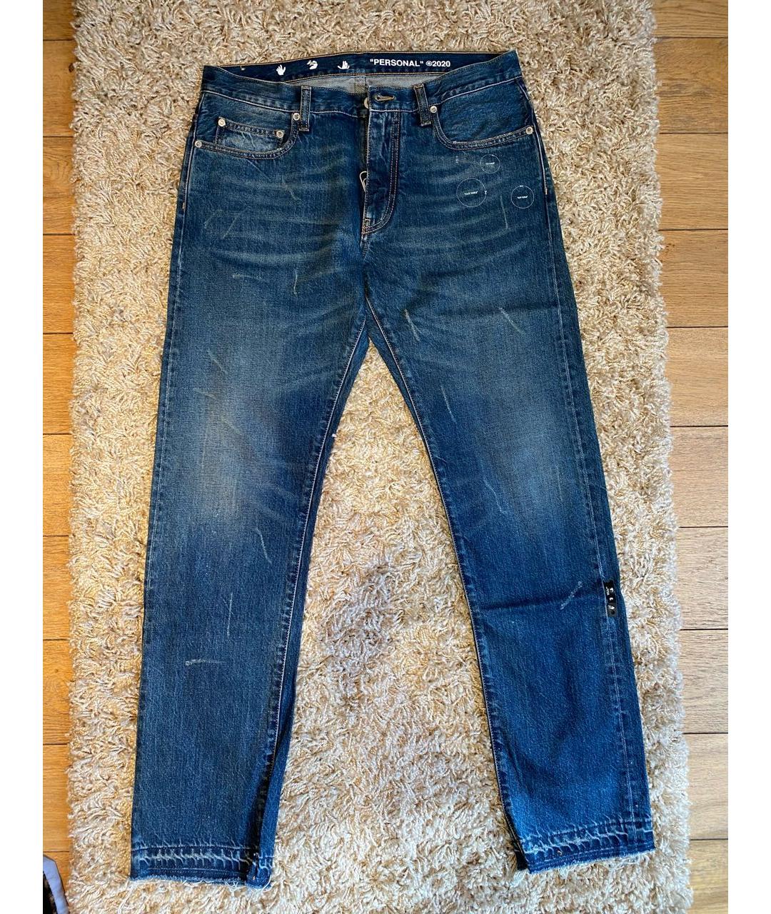 OFF-WHITE Синие хлопковые джинсы скинни, фото 9