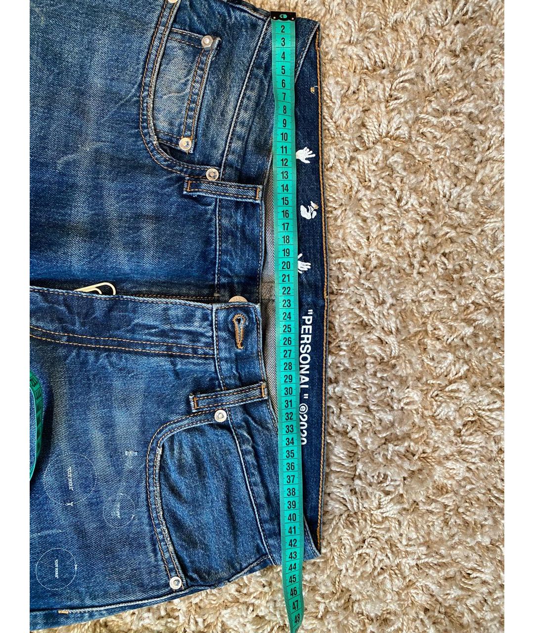 OFF-WHITE Синие хлопковые джинсы скинни, фото 6