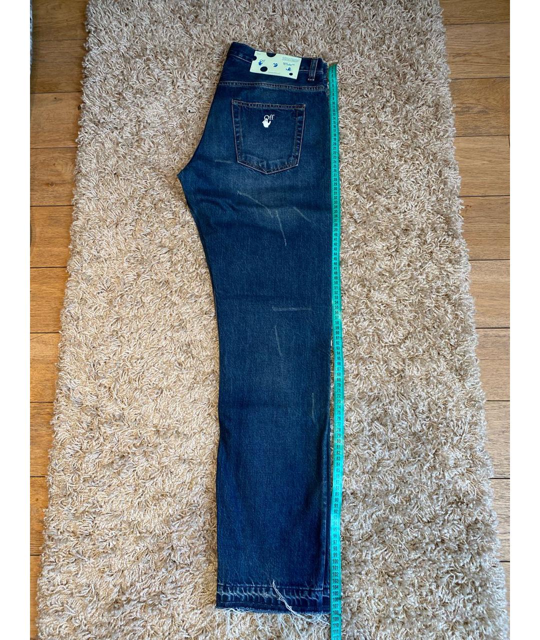 OFF-WHITE Синие хлопковые джинсы скинни, фото 7