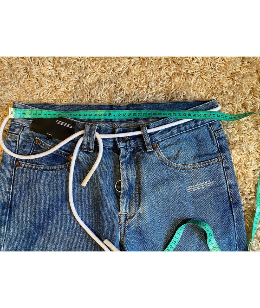 OFF-WHITE Синие хлопковые джинсы скинни, фото 5