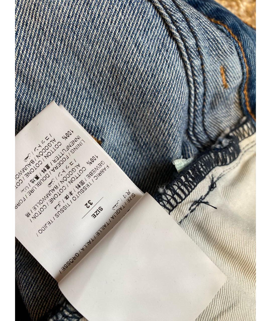 OFF-WHITE Синие хлопковые джинсы скинни, фото 4