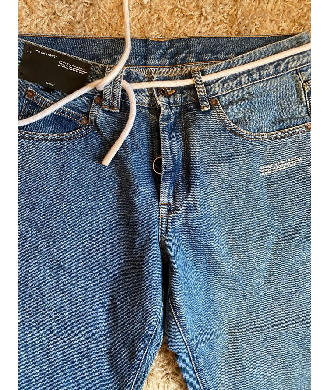 OFF-WHITE Синие хлопковые джинсы скинни, фото 3