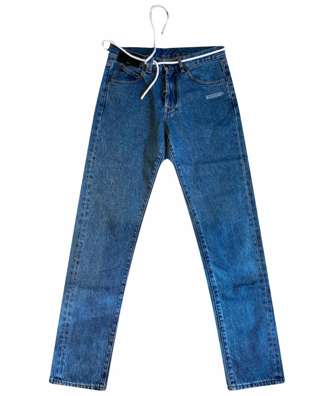 OFF-WHITE Синие хлопковые джинсы скинни, фото 1