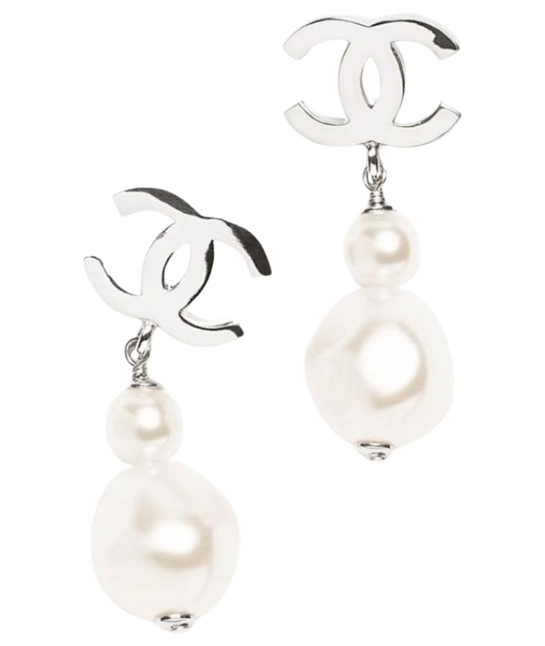 CHANEL Белые серьги, фото 1