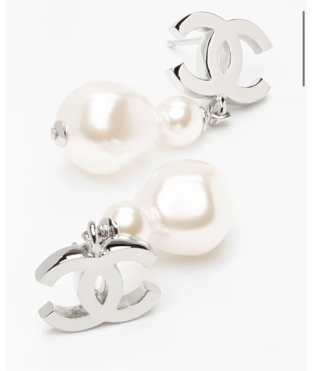 CHANEL Белые серьги, фото 3