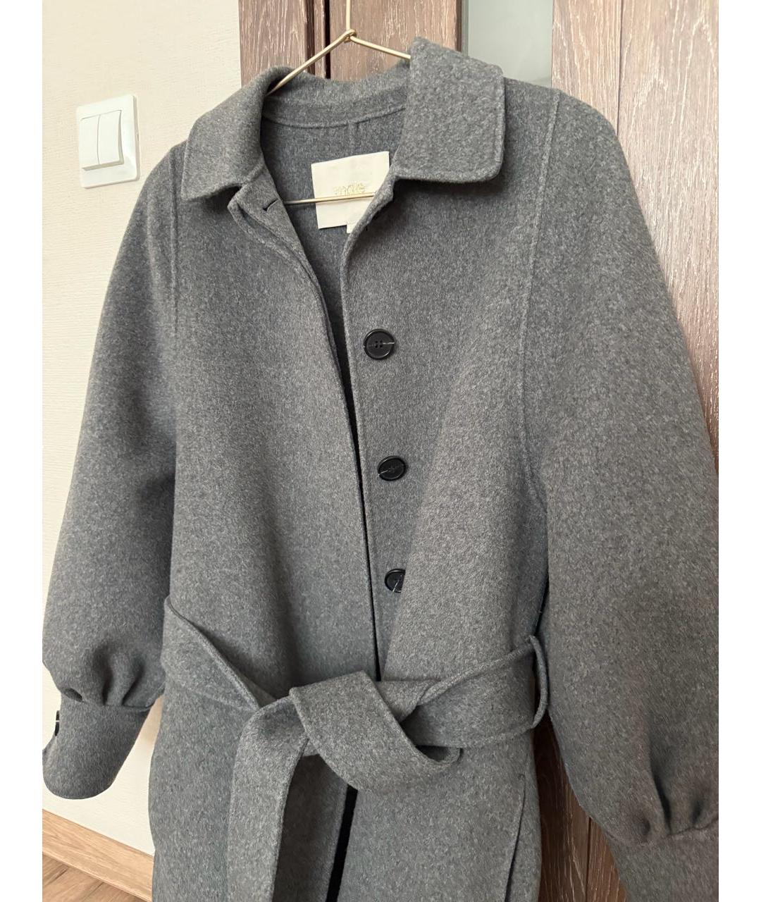 MAJE Серое шерстяное пальто, фото 5