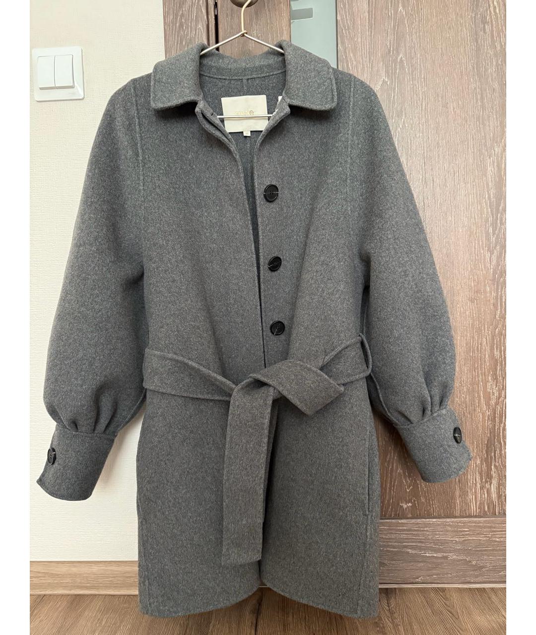 MAJE Серое шерстяное пальто, фото 9