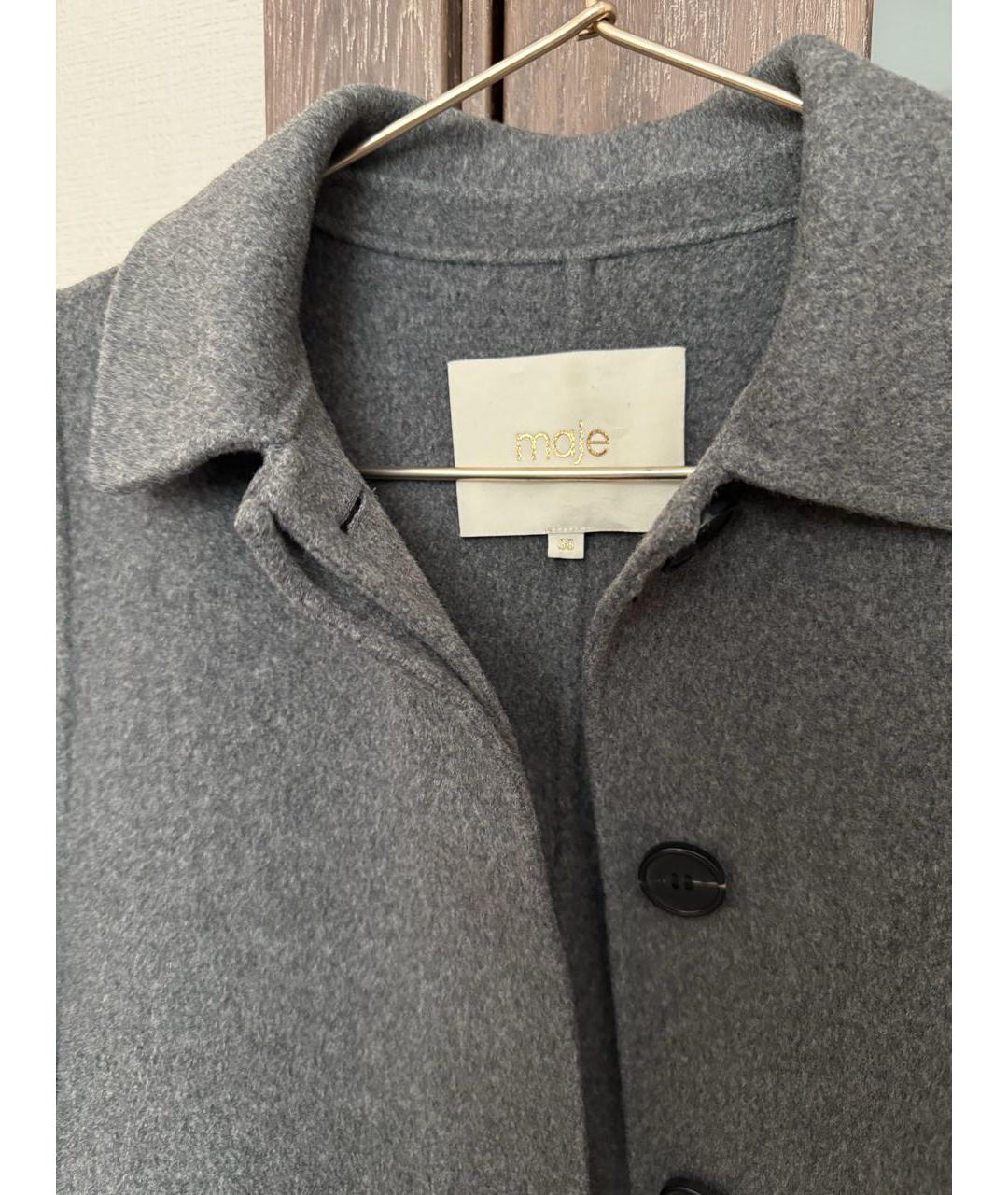 MAJE Серое шерстяное пальто, фото 3