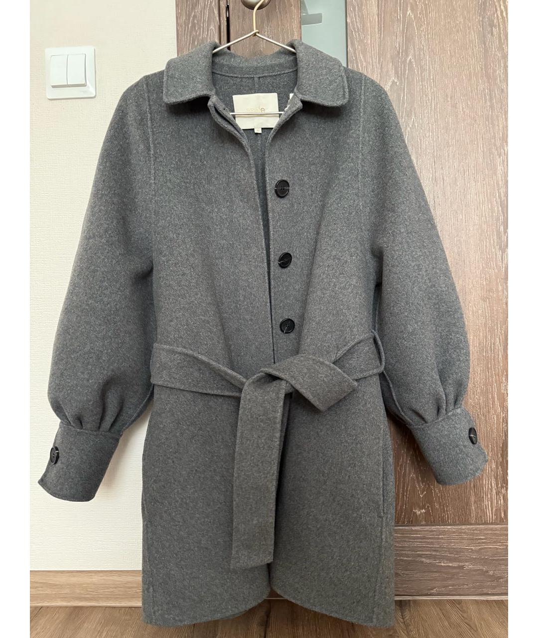 MAJE Серое шерстяное пальто, фото 8