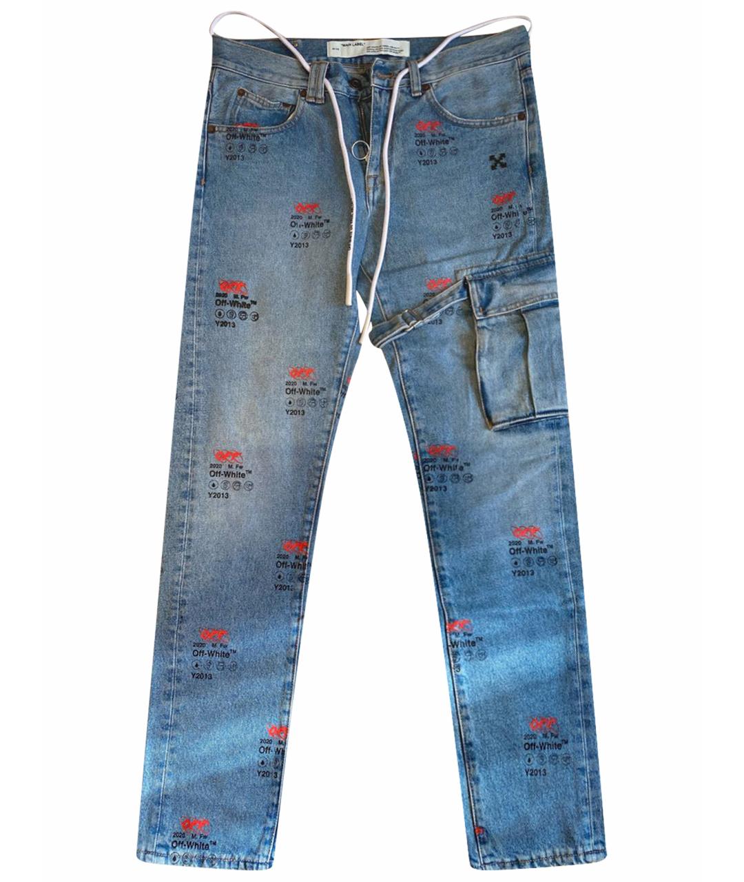 OFF-WHITE Голубые хлопковые прямые джинсы, фото 1