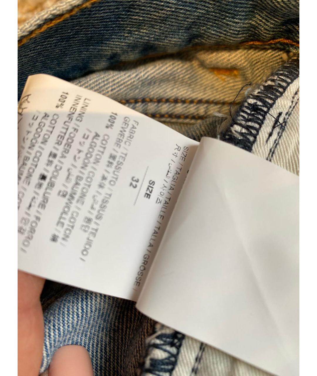 OFF-WHITE Голубые хлопковые прямые джинсы, фото 6