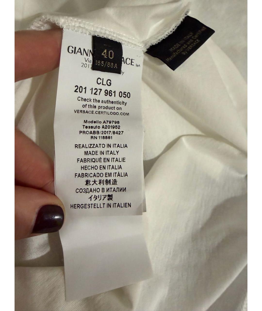 VERSACE Белая хлопковая футболка, фото 5