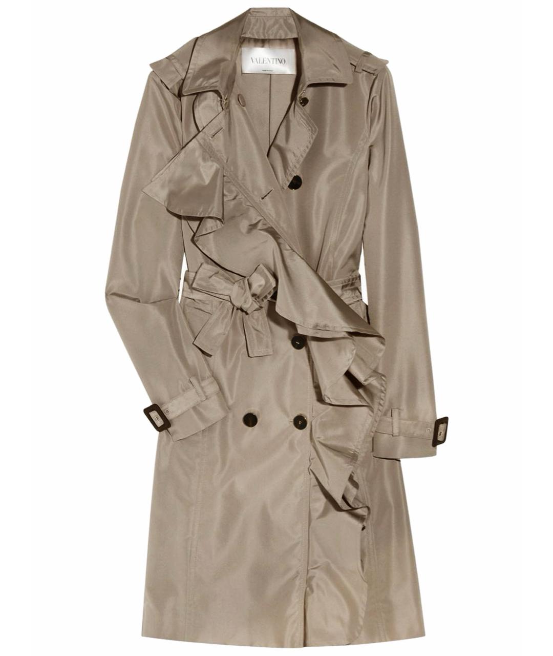 VALENTINO Бежевый шелковый тренч/плащ, фото 1