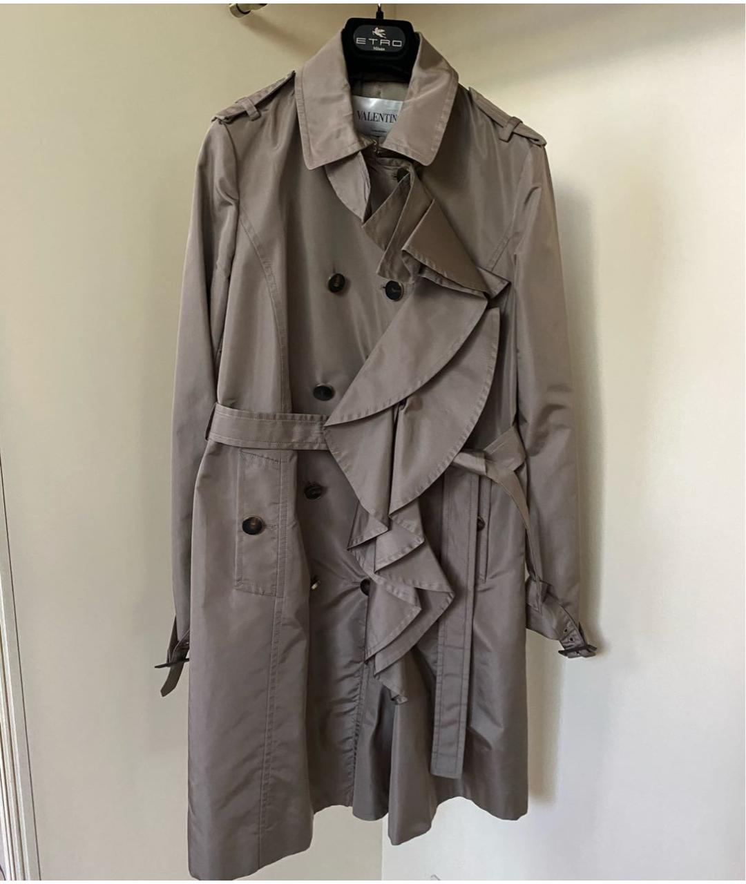 VALENTINO Бежевый шелковый тренч/плащ, фото 5
