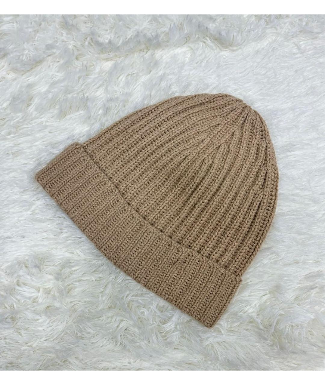 MALO Бежевая кашемировая шапка, фото 3