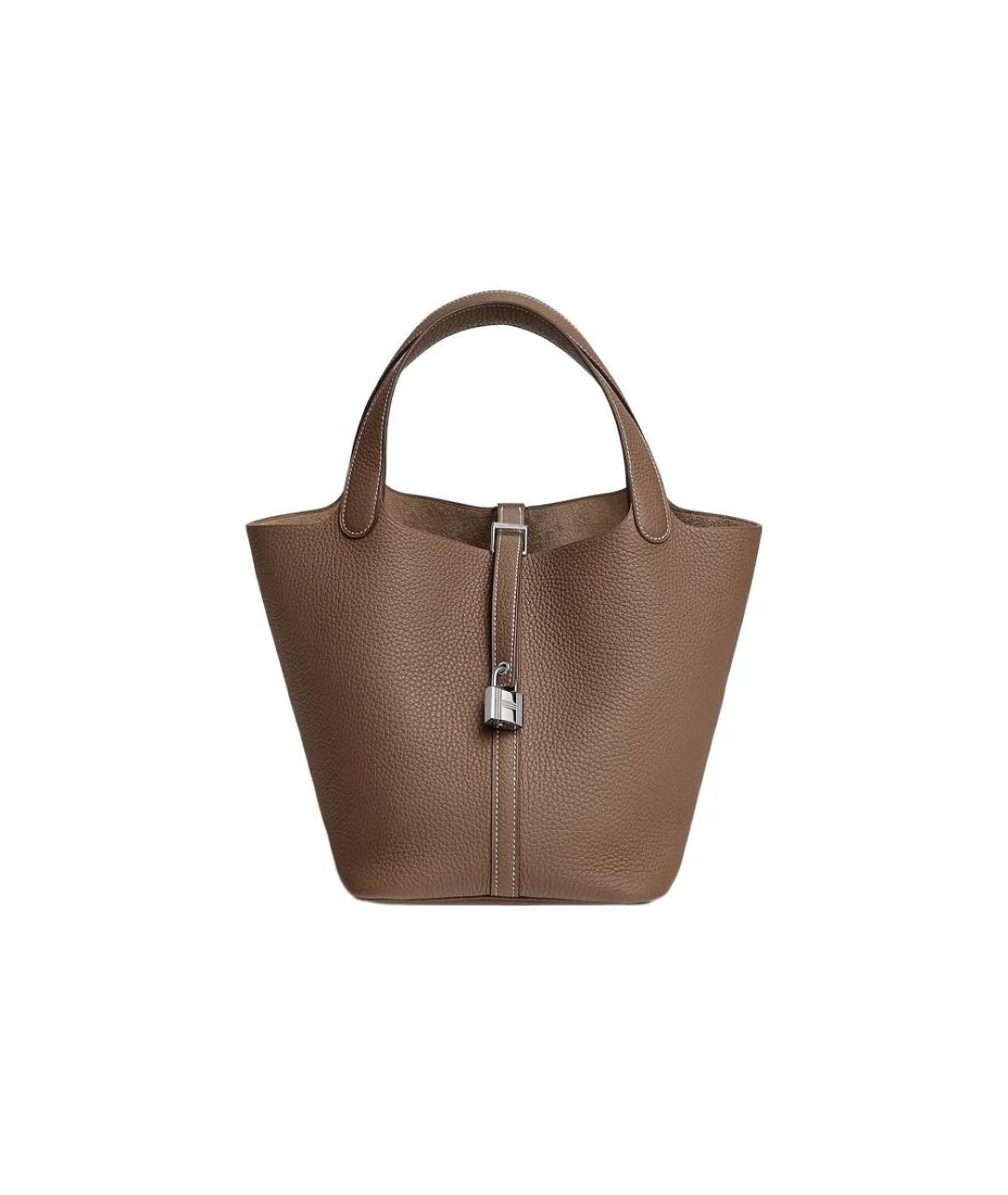 HERMES Коричневая кожаная сумка через плечо, фото 6