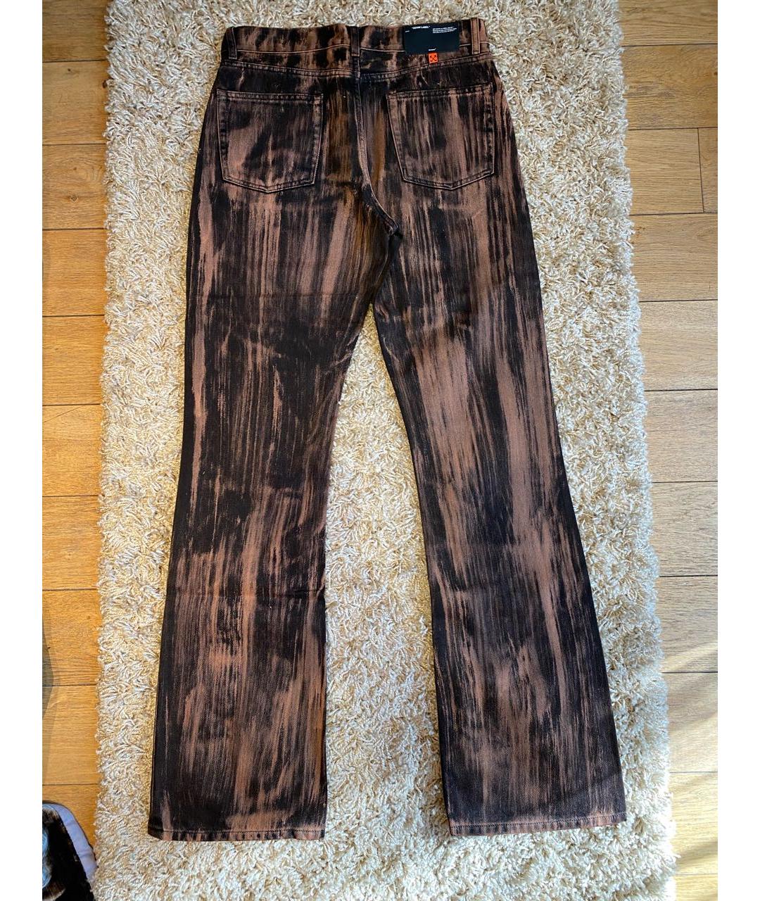 OFF-WHITE Коричневые хлопковые прямые джинсы, фото 2