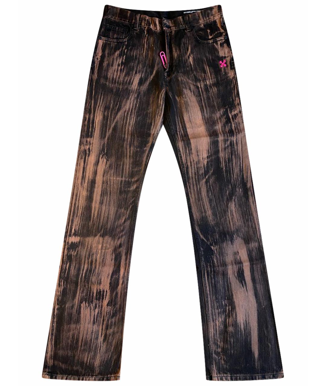 OFF-WHITE Коричневые хлопковые прямые джинсы, фото 1