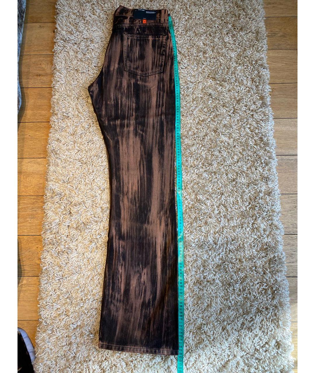 OFF-WHITE Коричневые хлопковые прямые джинсы, фото 7