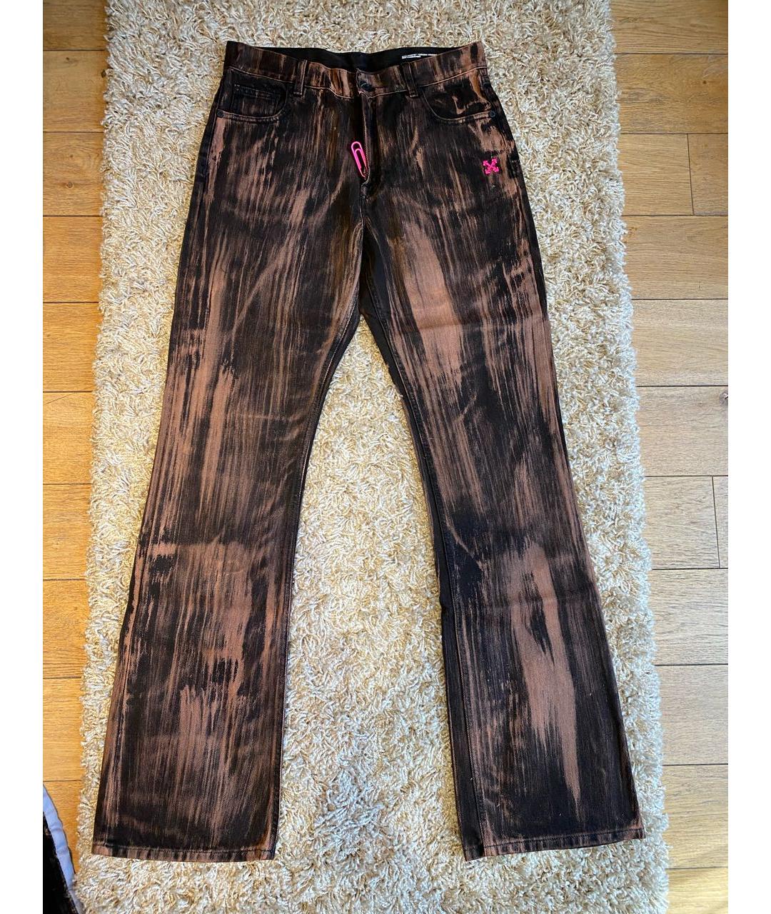 OFF-WHITE Коричневые хлопковые прямые джинсы, фото 9