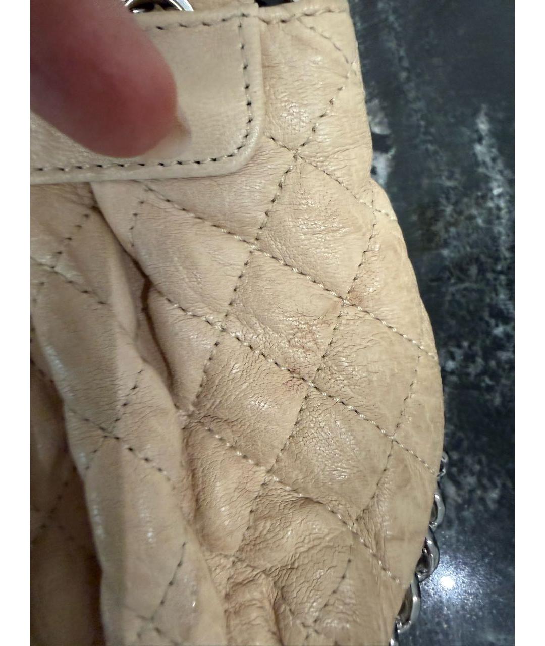 CHANEL Бежевая кожаная сумка через плечо, фото 6