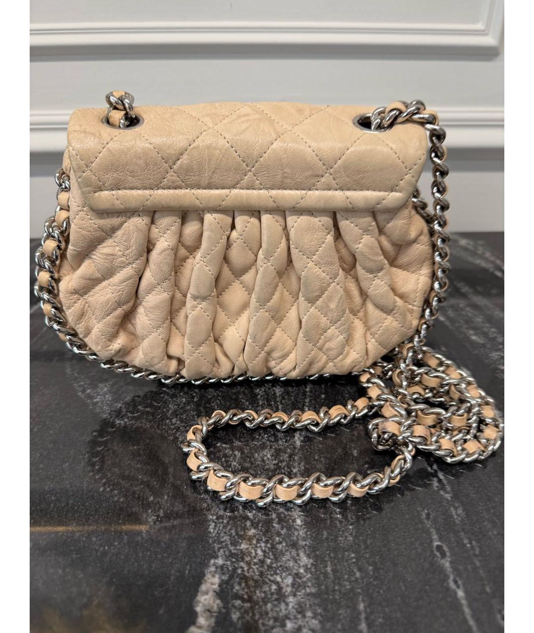 CHANEL Бежевая кожаная сумка через плечо, фото 2