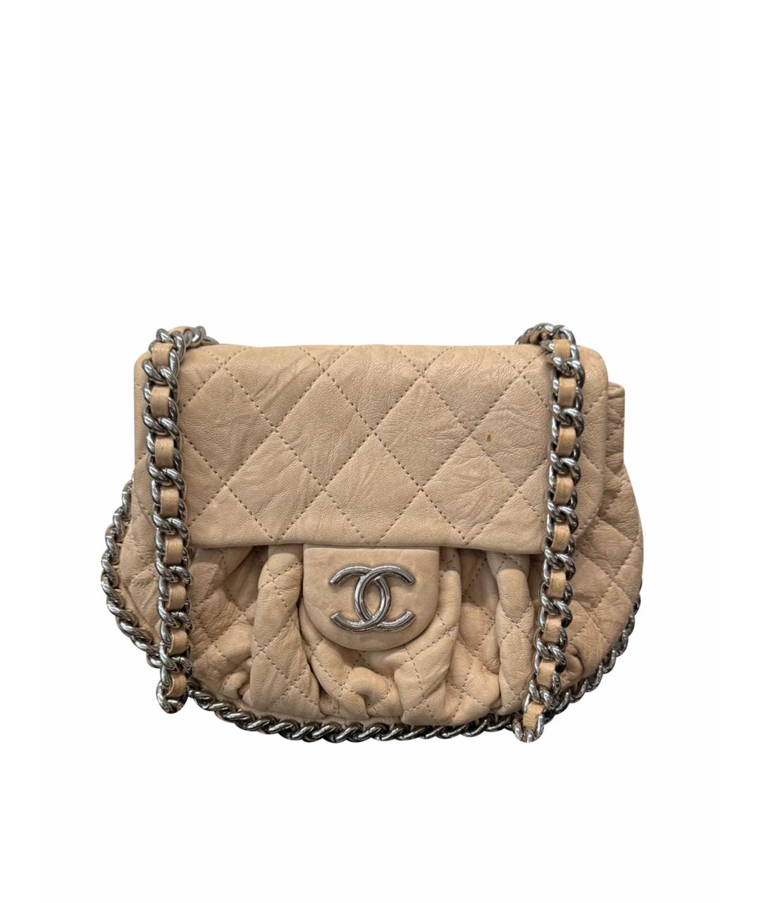 CHANEL Бежевая кожаная сумка через плечо, фото 1