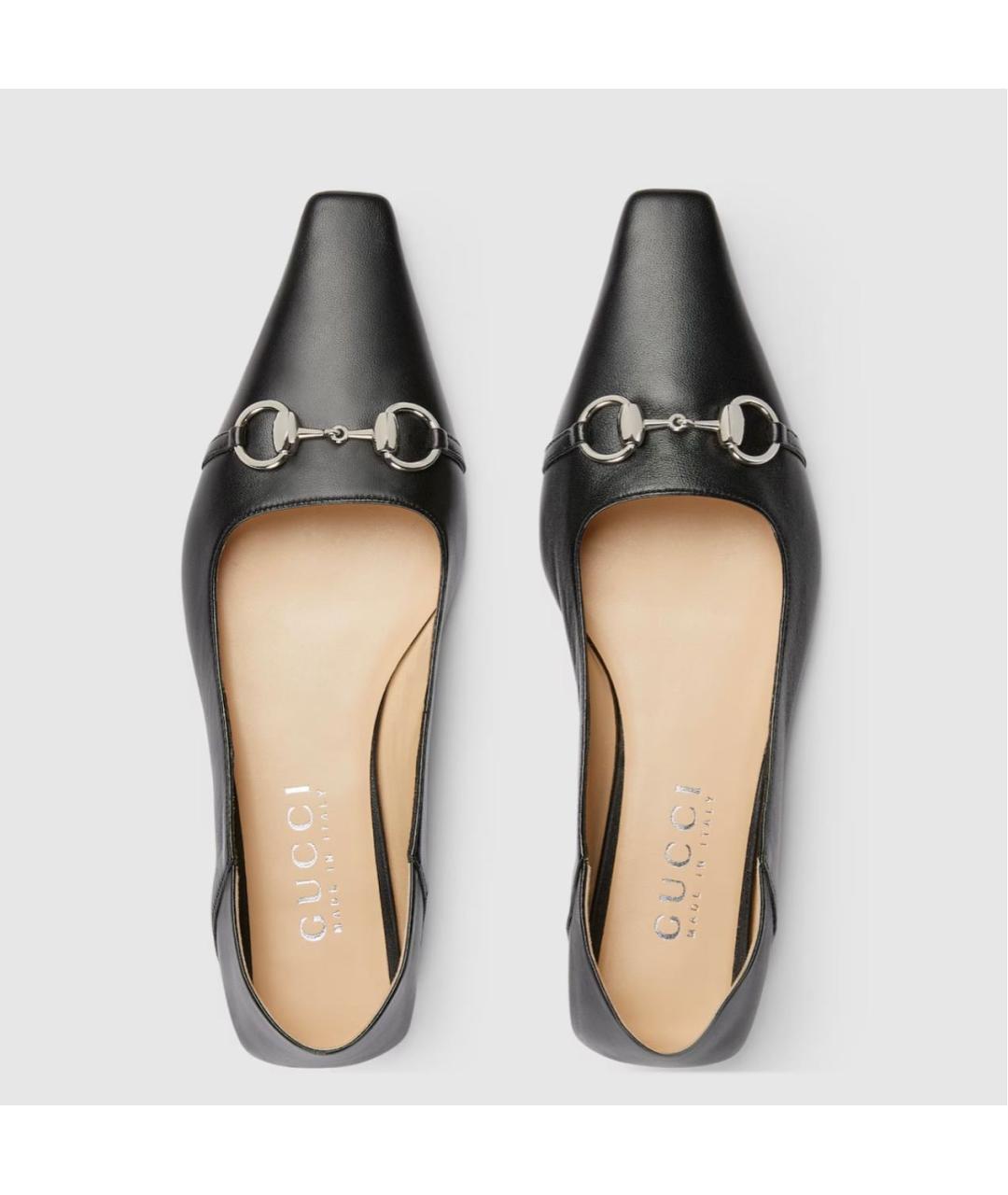 GUCCI Черные кожаные балетки, фото 7