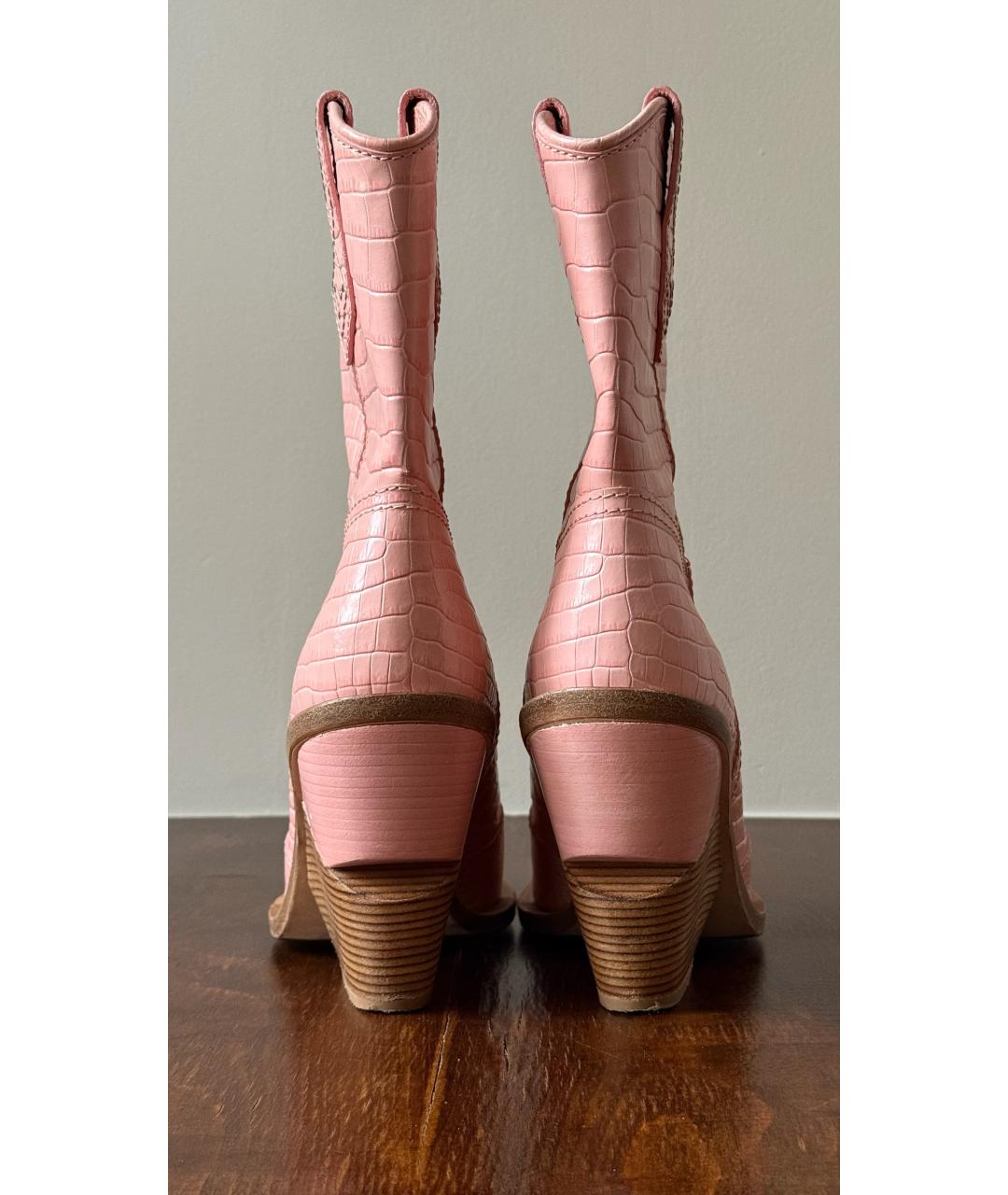 FENDI Розовые кожаные полусапоги, фото 4