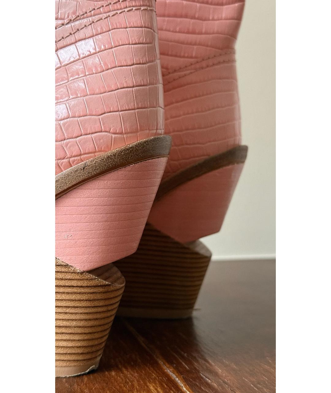 FENDI Розовые кожаные полусапоги, фото 5