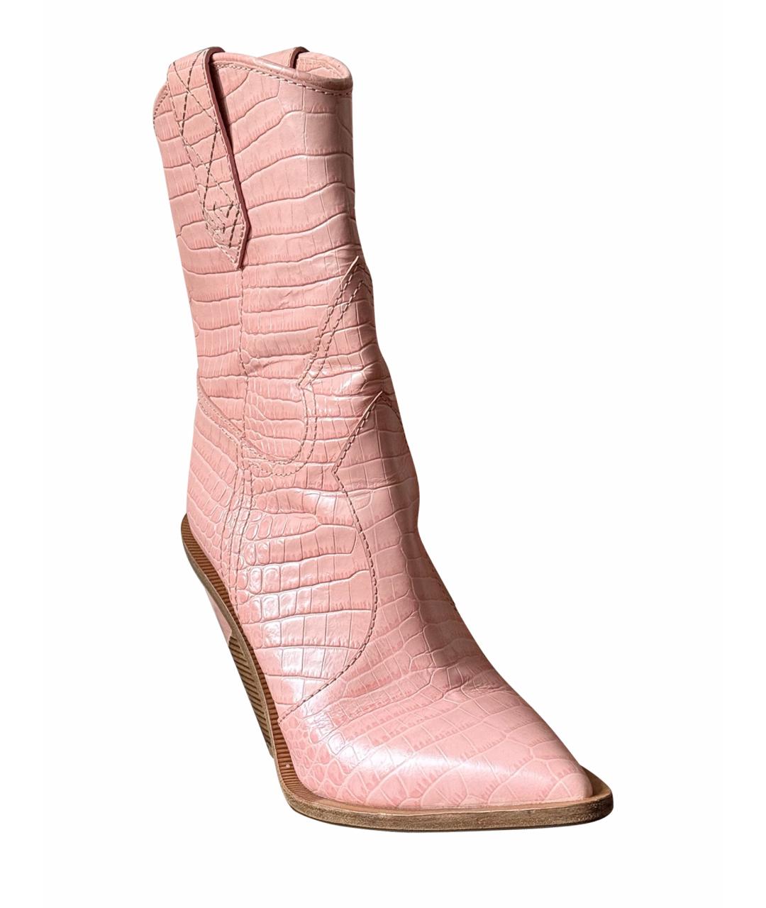 FENDI Розовые кожаные полусапоги, фото 1