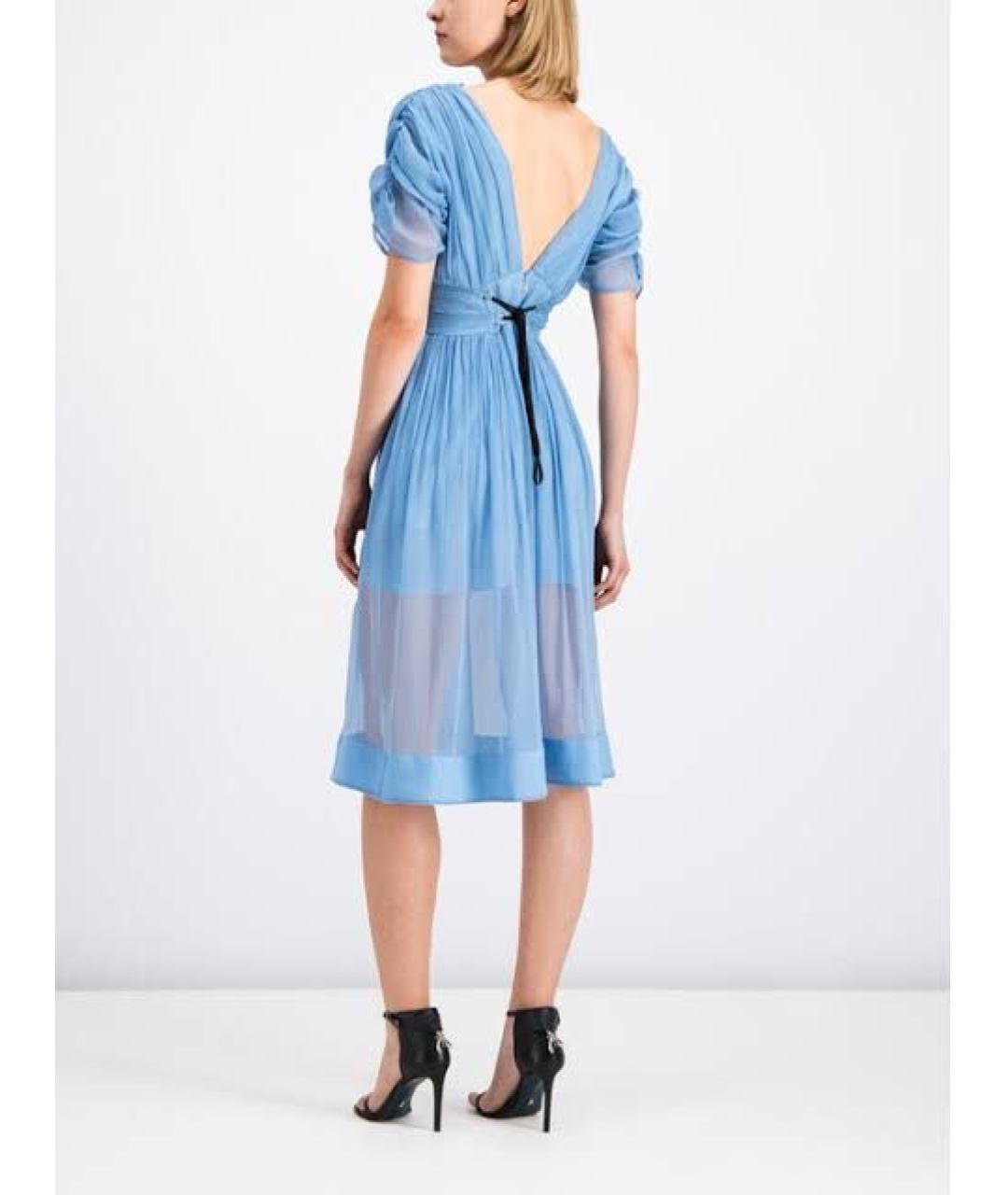 PATRIZIA PEPE Голубое шелковое повседневное платье, фото 4