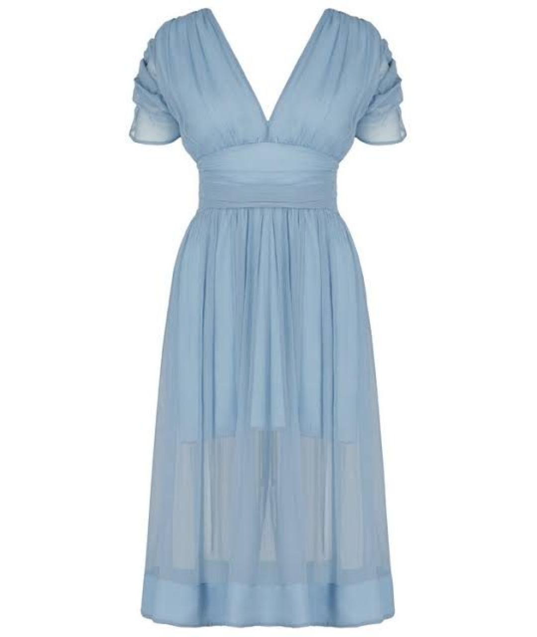 PATRIZIA PEPE Голубое шелковое повседневное платье, фото 7