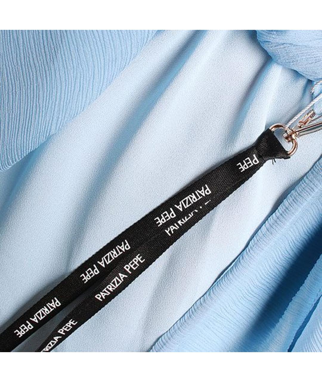 PATRIZIA PEPE Голубое шелковое повседневное платье, фото 5