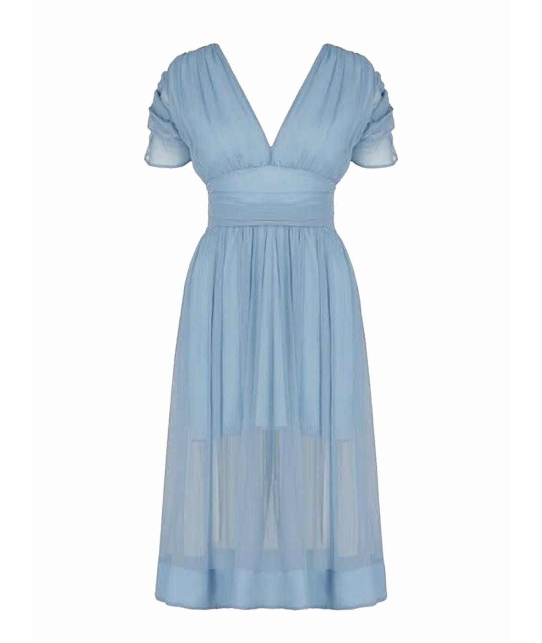 PATRIZIA PEPE Голубое шелковое повседневное платье, фото 1