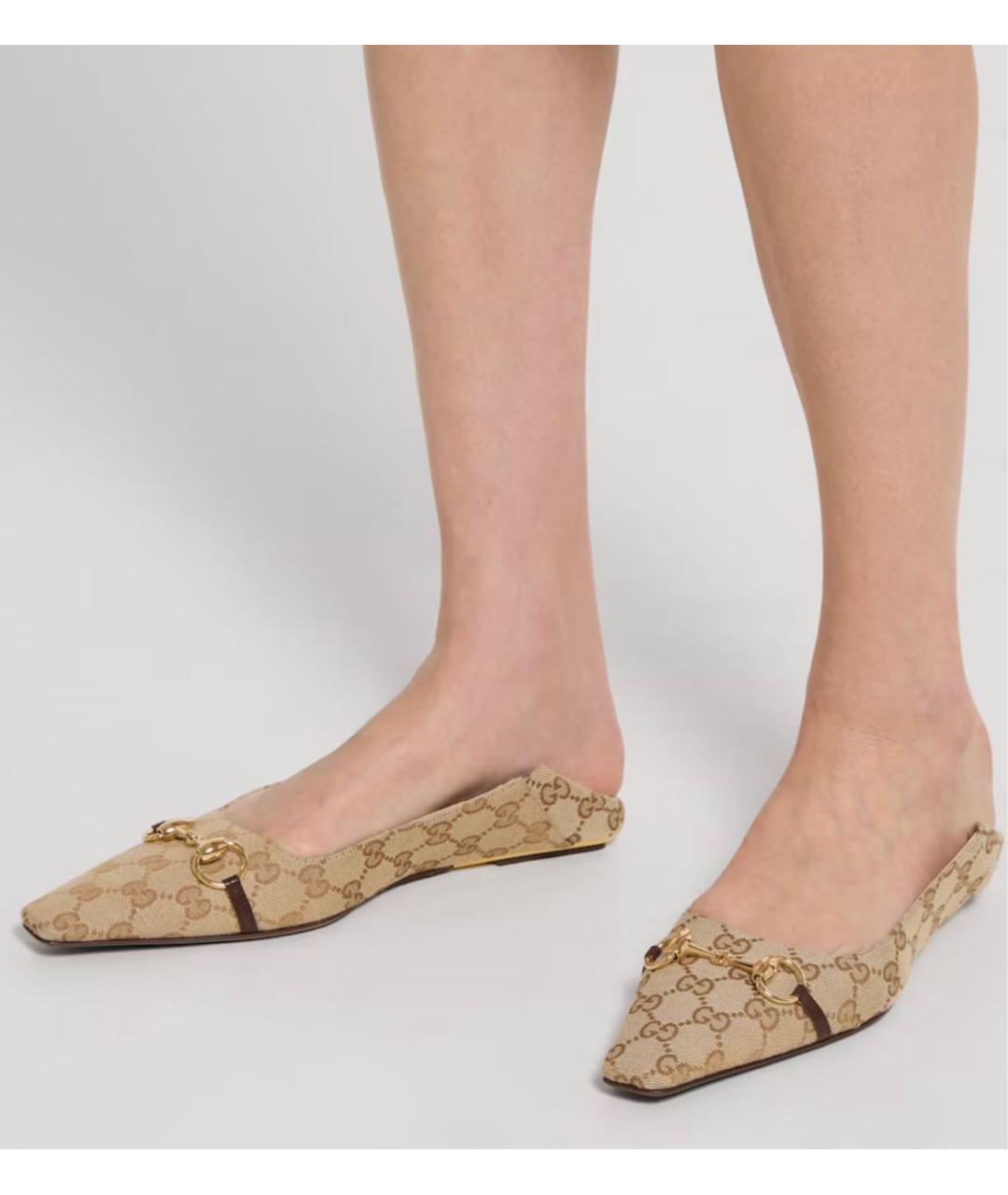 GUCCI Бежевые балетки, фото 3