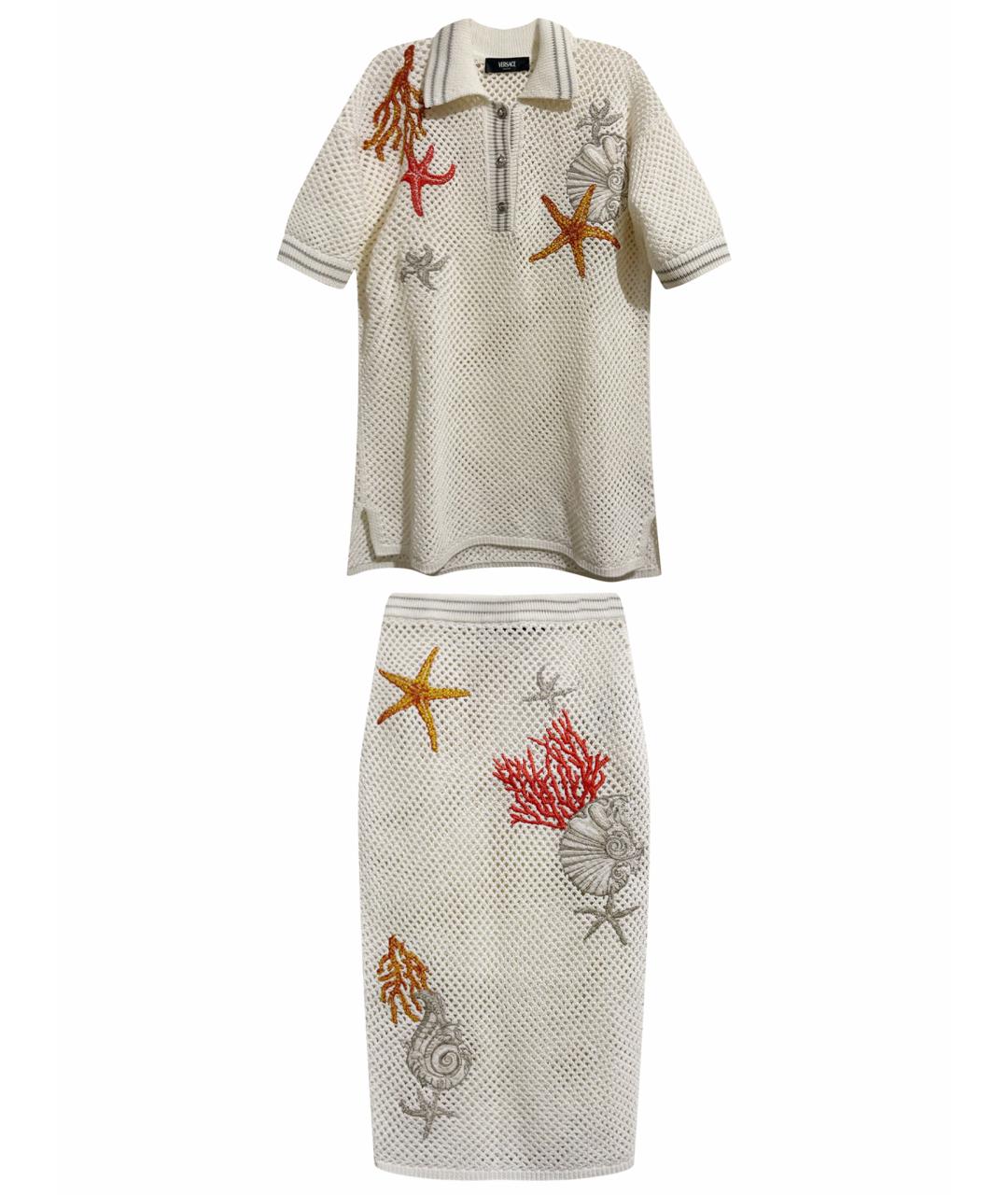 VERSACE Белый сетчатый костюм с юбками, фото 1
