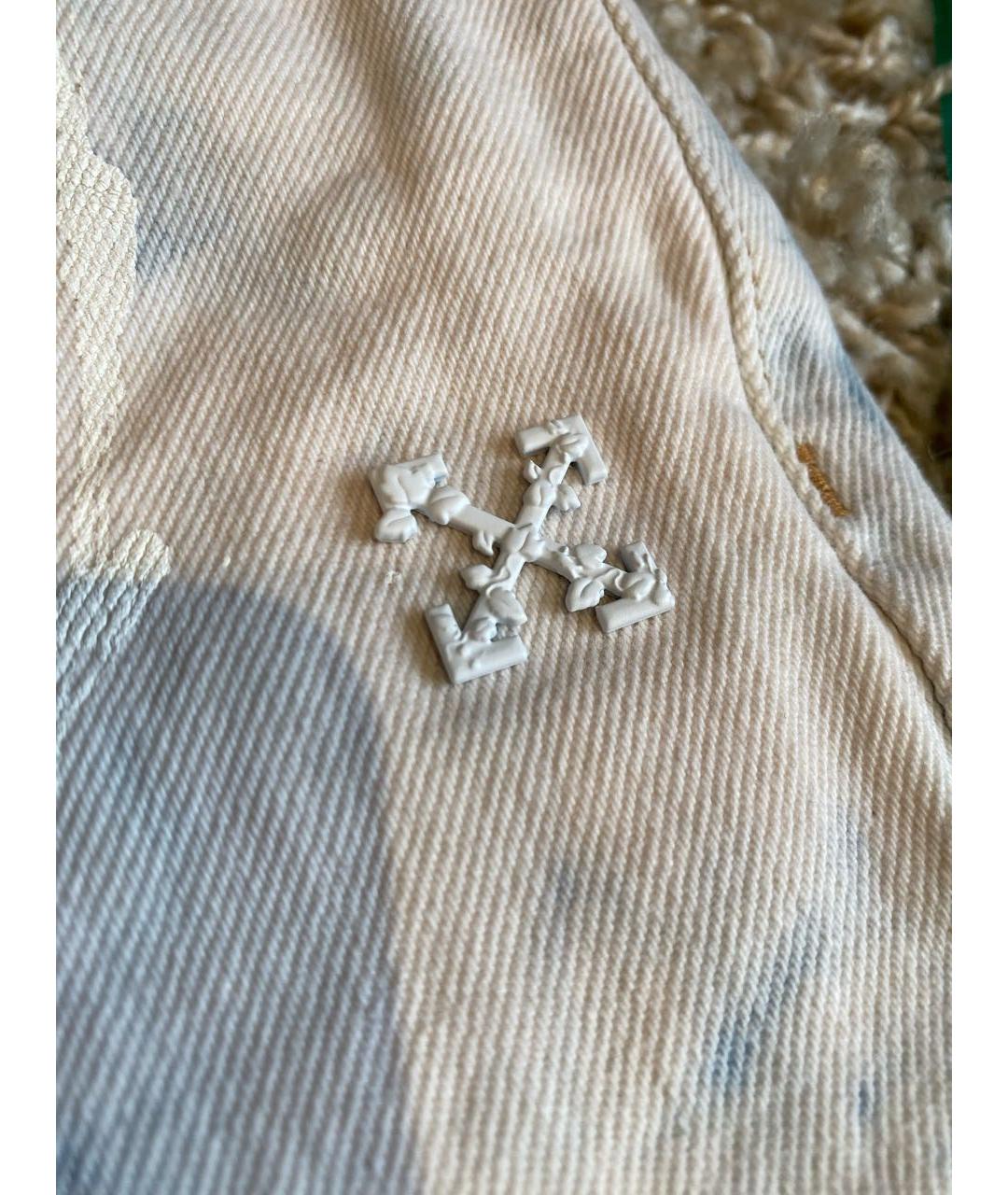 OFF-WHITE Белые хлопко-эластановые прямые джинсы, фото 4