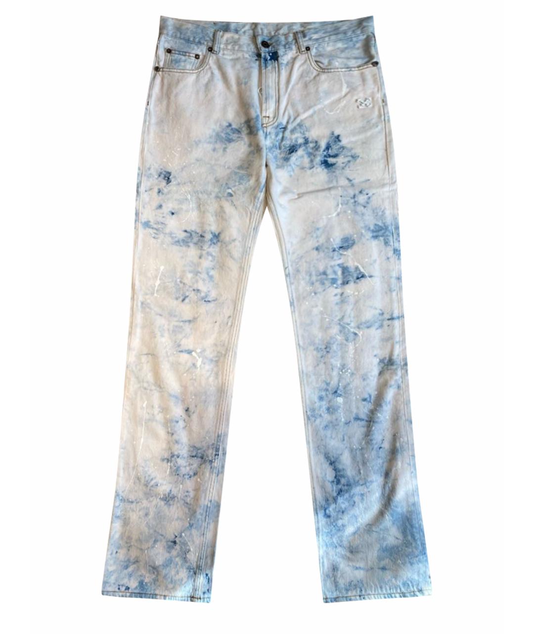 OFF-WHITE Белые хлопко-эластановые прямые джинсы, фото 1