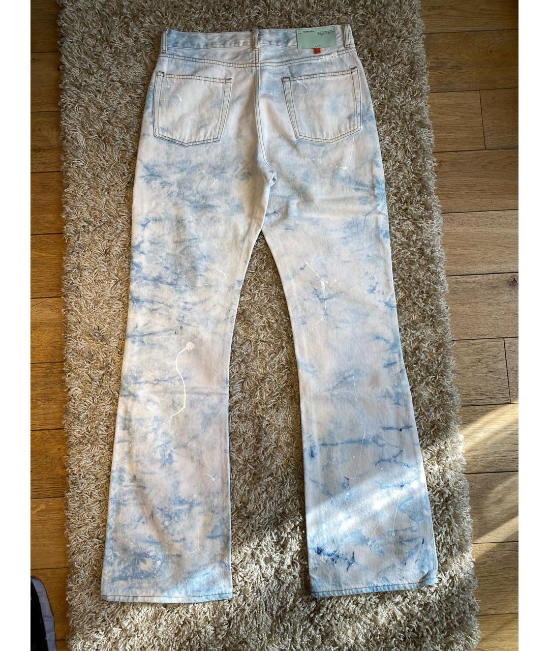 OFF-WHITE Белые хлопко-эластановые прямые джинсы, фото 2