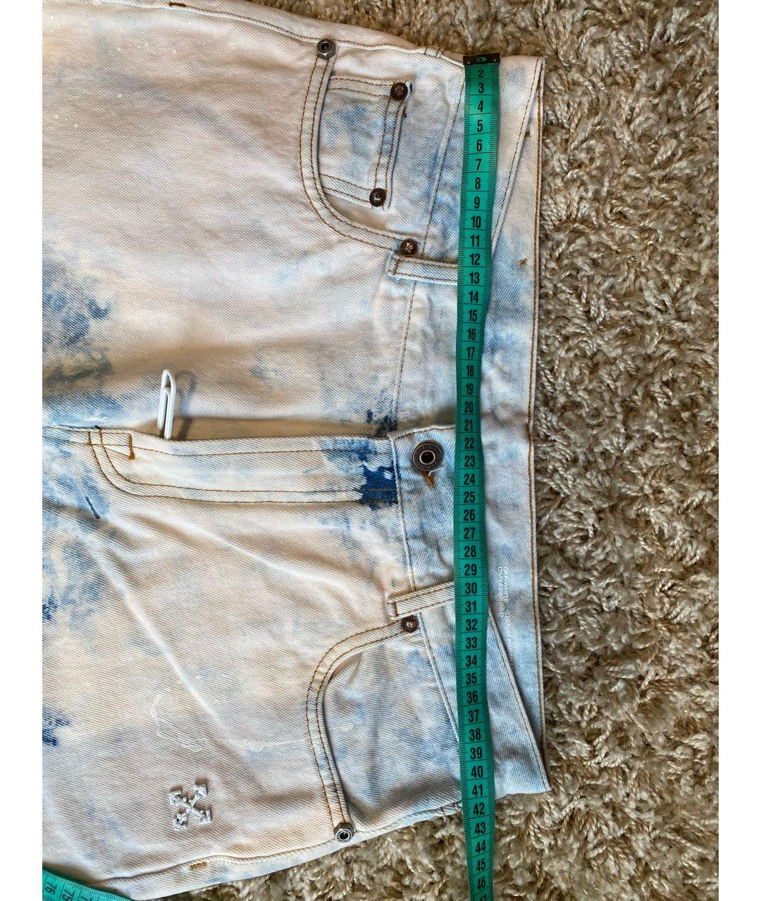 OFF-WHITE Белые хлопко-эластановые прямые джинсы, фото 6