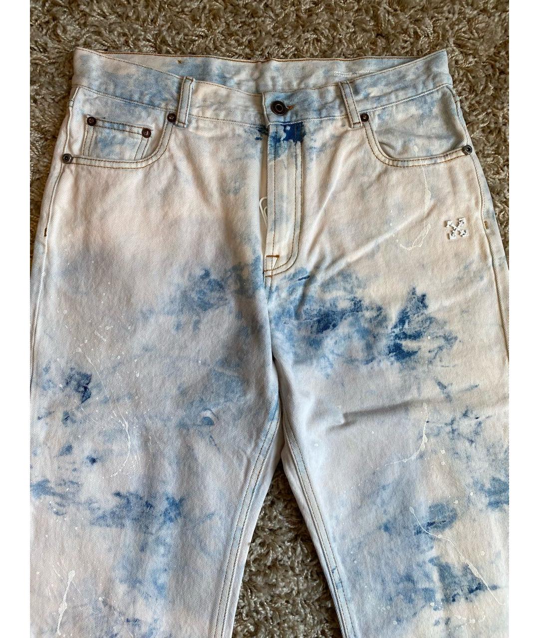 OFF-WHITE Белые хлопко-эластановые прямые джинсы, фото 3