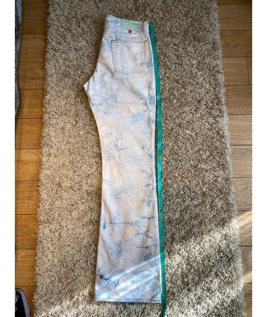 OFF-WHITE Белые хлопко-эластановые прямые джинсы, фото 7