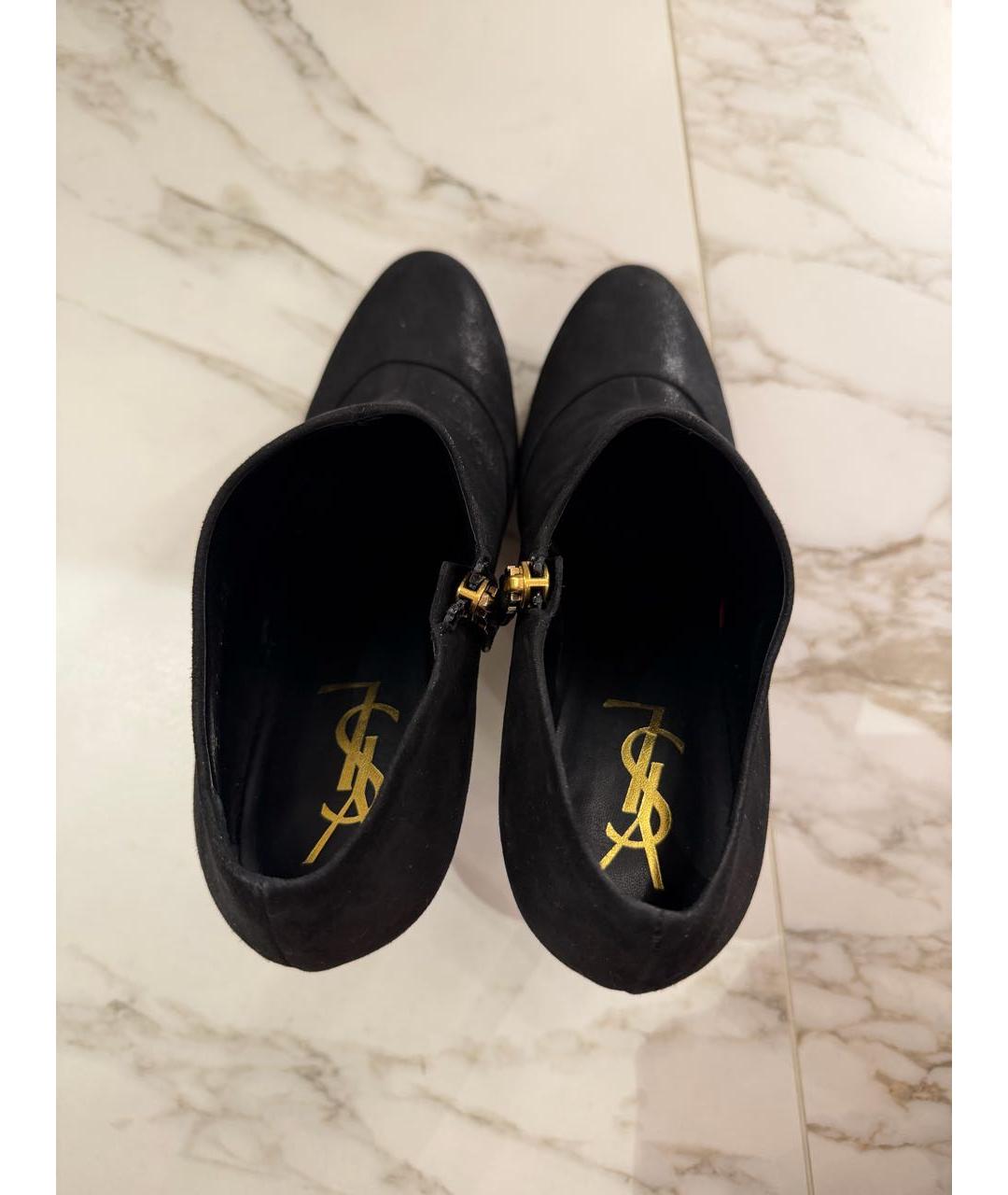 SAINT LAURENT Черные нубуковые ботильоны, фото 3